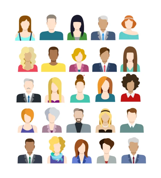 An illustration of many different people from different backgrounds with different personal styles.